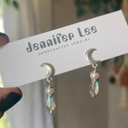 Moon Drops (Pearl + Labradorite)
