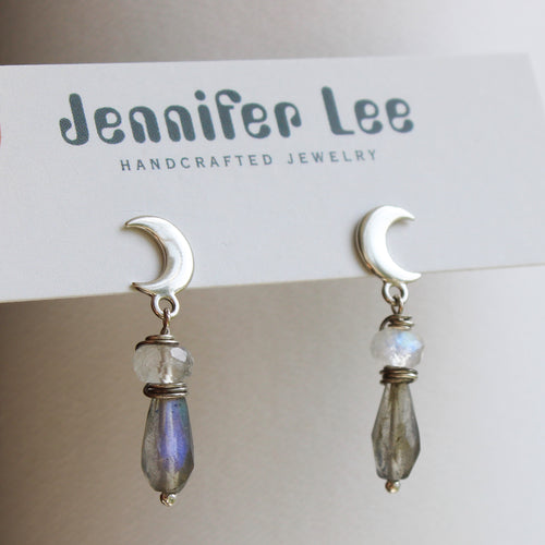 Moon Drops (Moonstone + Labradorite)